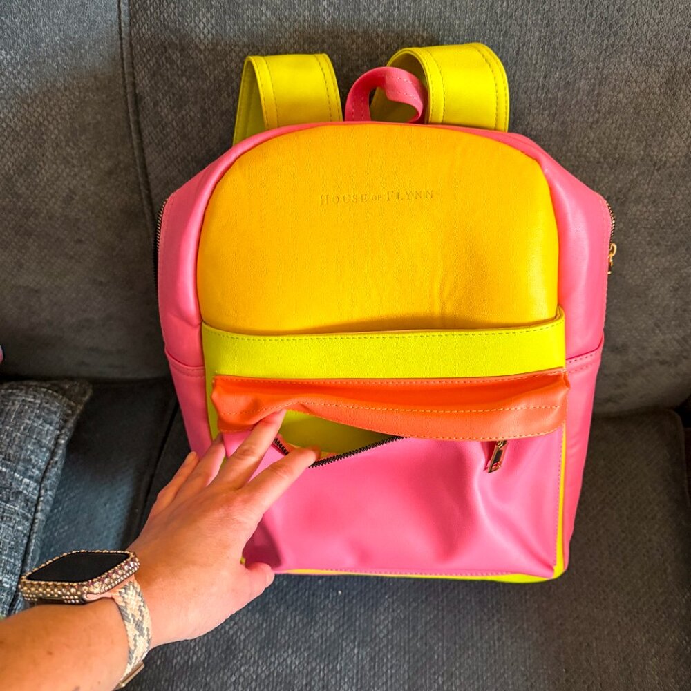 House of Flynn Cabo Camera Backpack – Neon Retro Colorblock | 90s Style - Picture 6 of 11